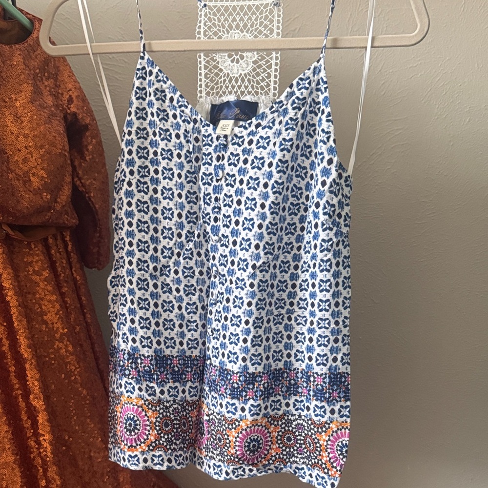 NWT Blue Rain Navy and White Floral Top